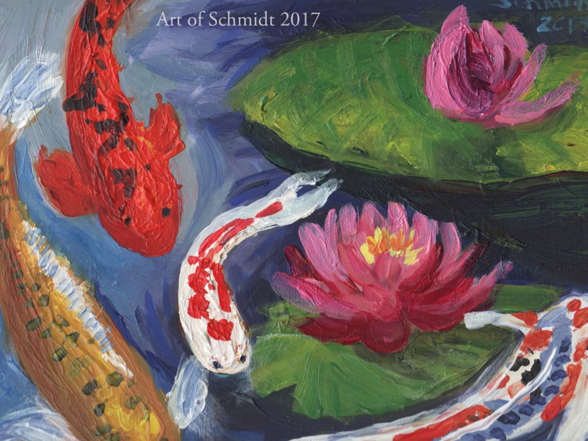 Waterlillies and Koi Fish