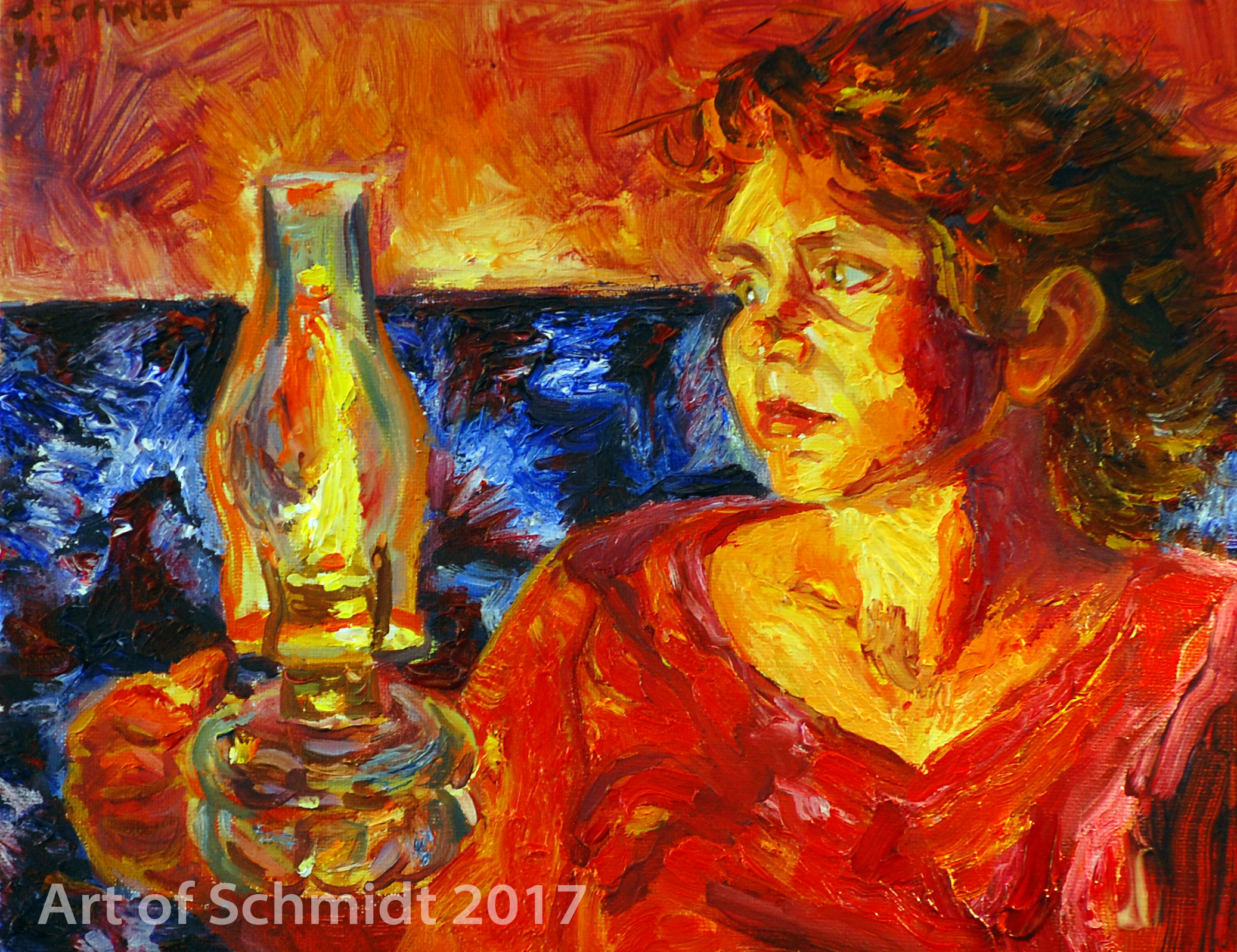 Self-Portrait with lamp, edited