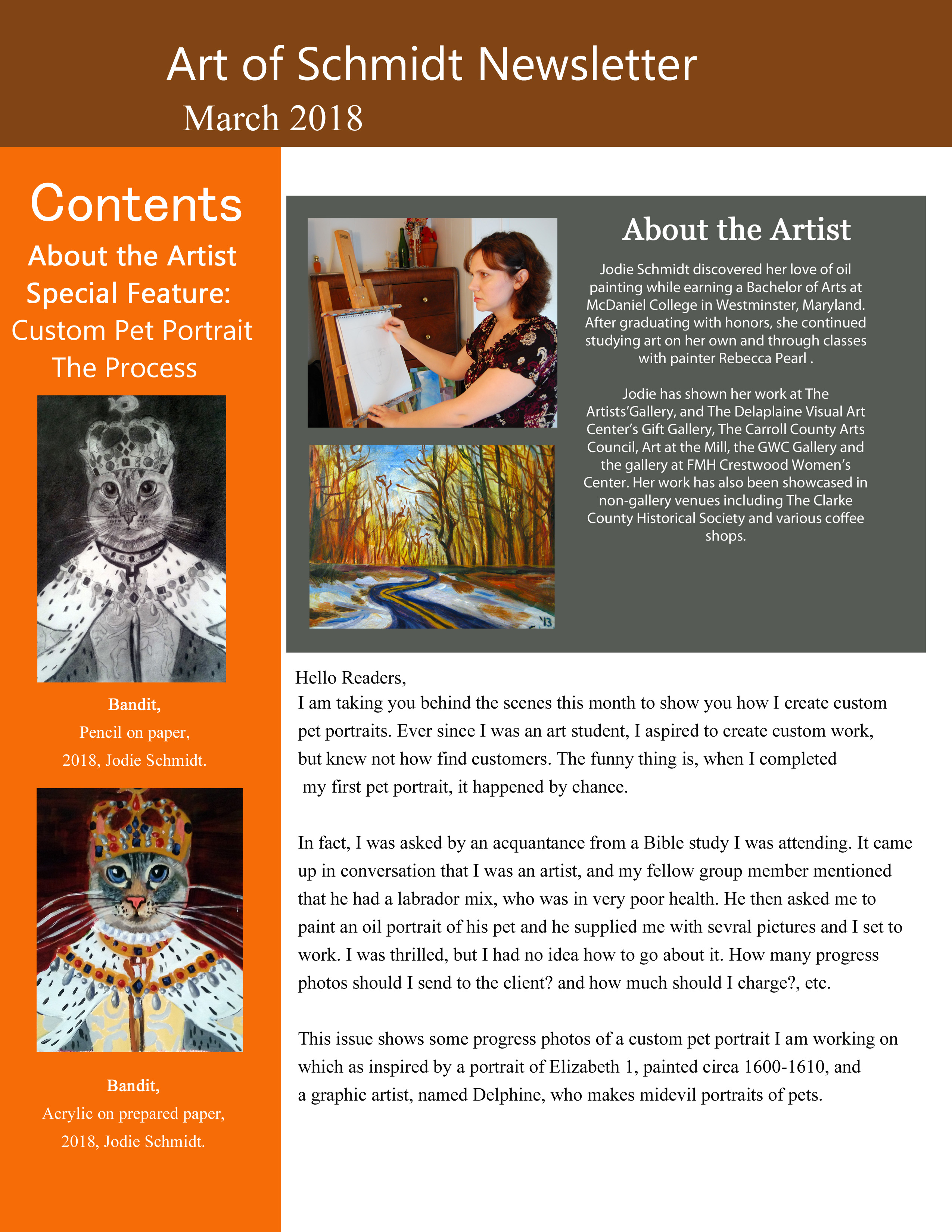 Art of Schmidt Newsletter, March 2018, page 1, final, final, flat