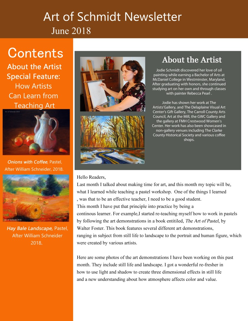 Art of Schmidt Newsletter, June 2018, page 1, final, final-1