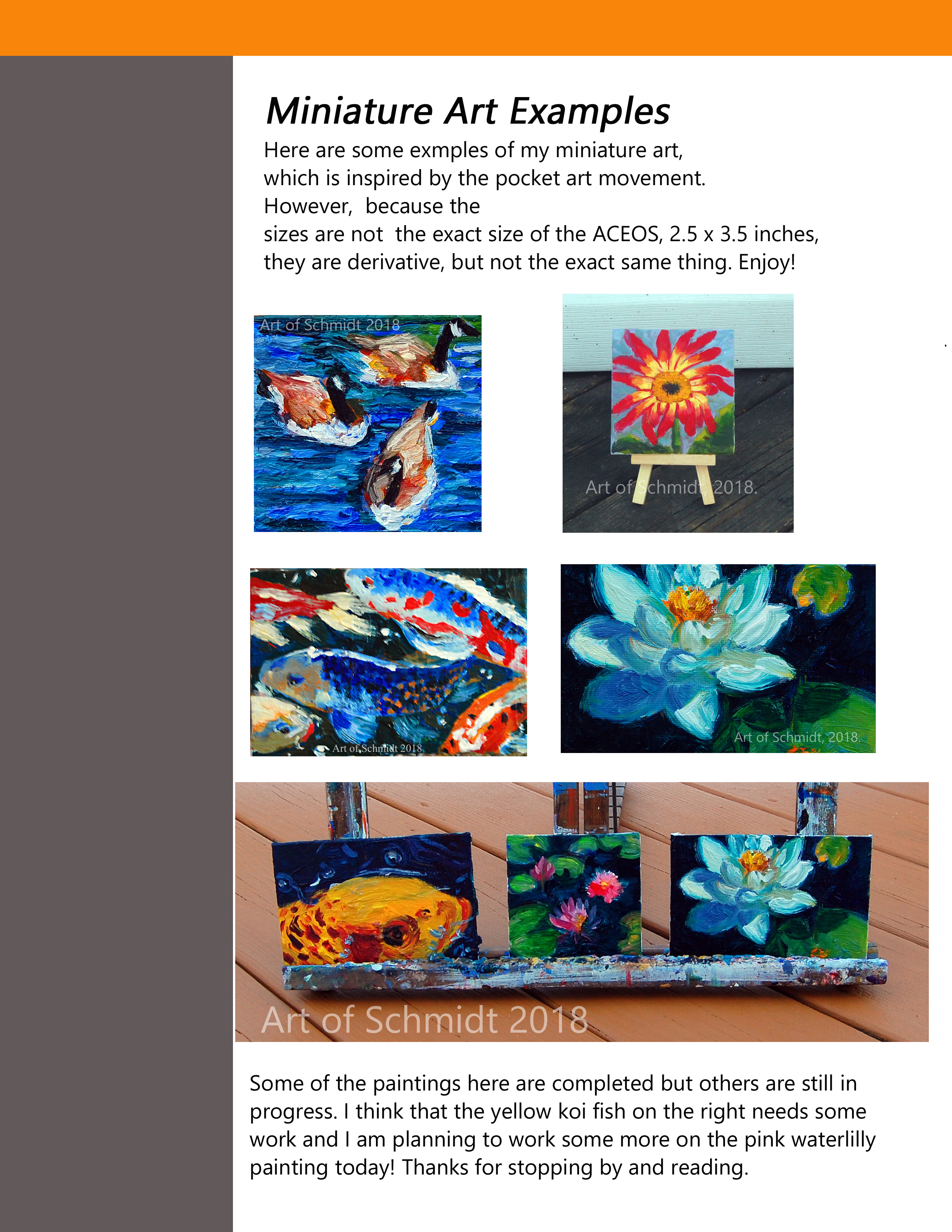 Art of Schmidt, July 2018, page 4, pocket art, examples, flat