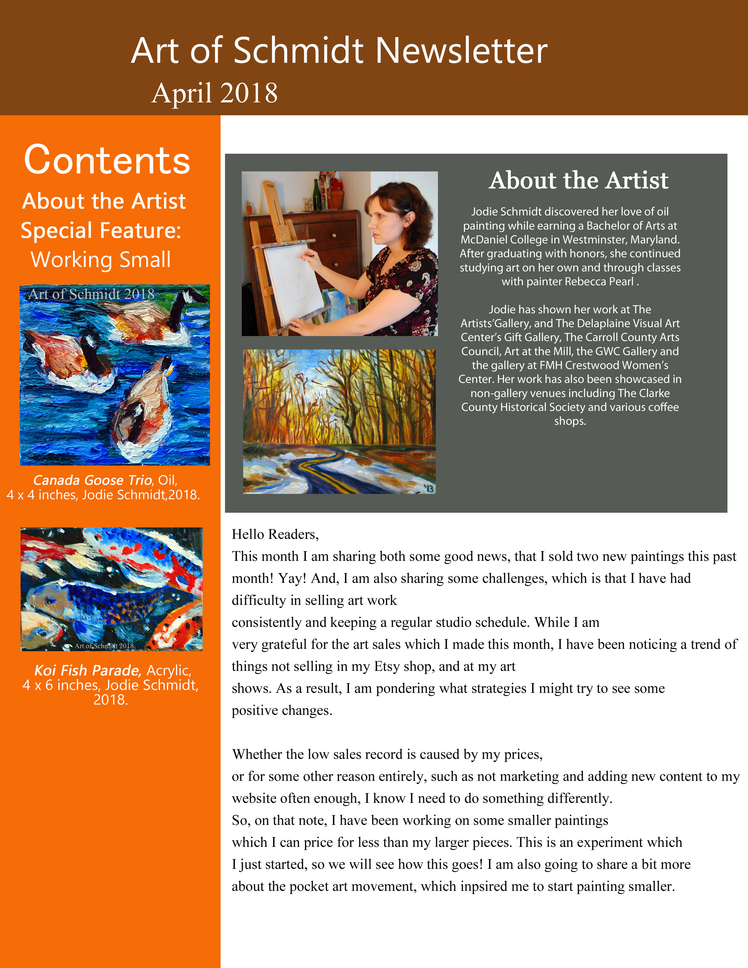 Art of Schmidt Newsletter, July 2018, page1, final, flat