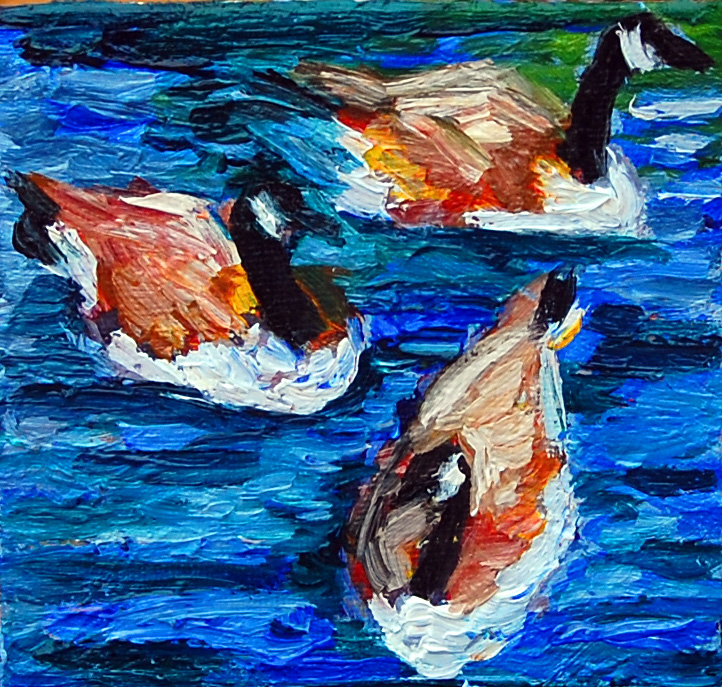 Canada Geese trio, miniature, flat