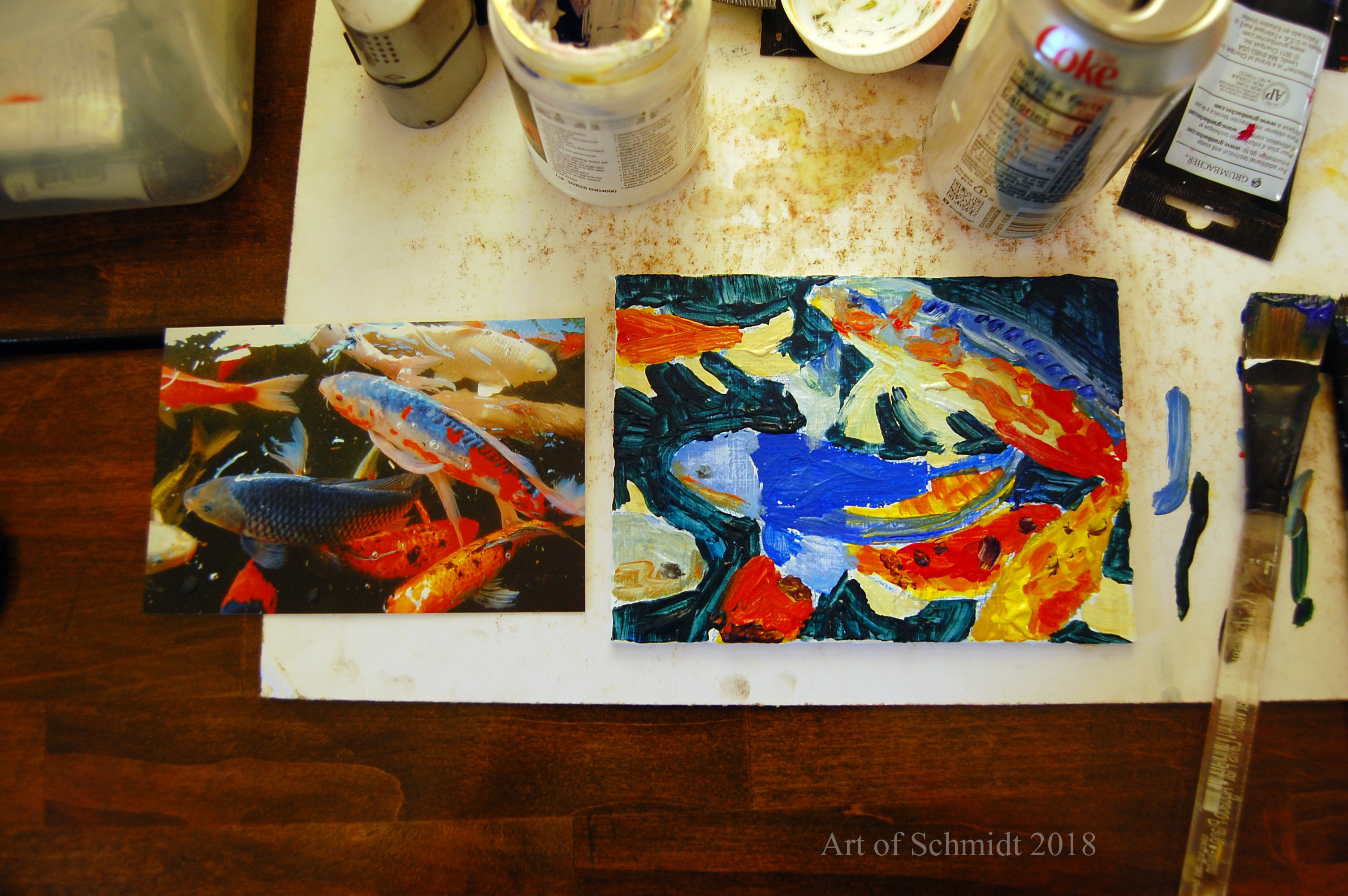 Koi fish painting, flat