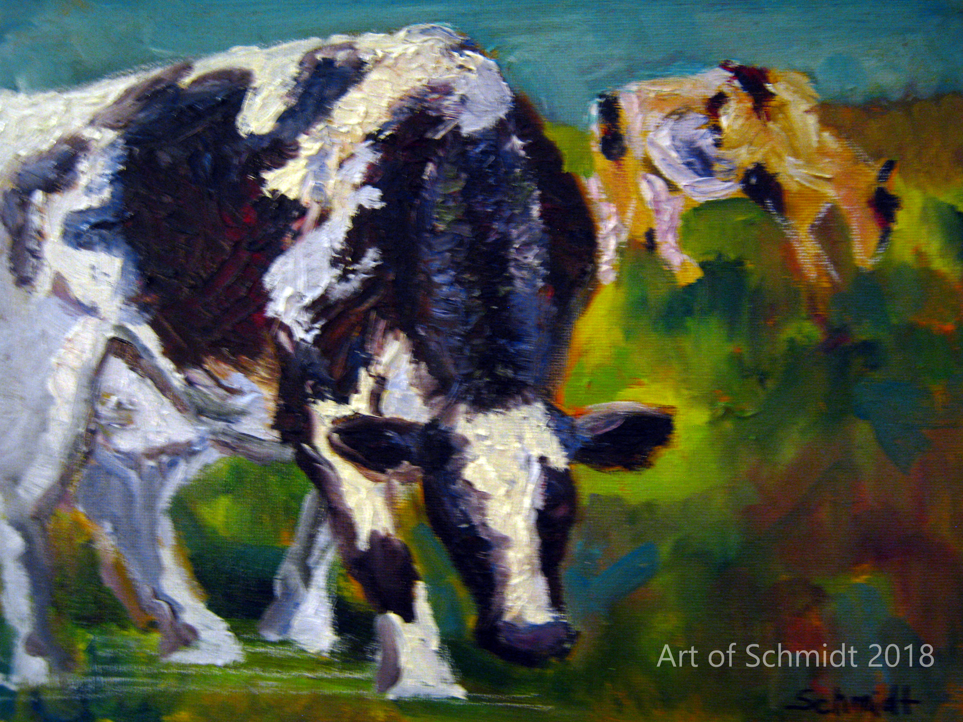 Cows grazing, unfinsihed, flat