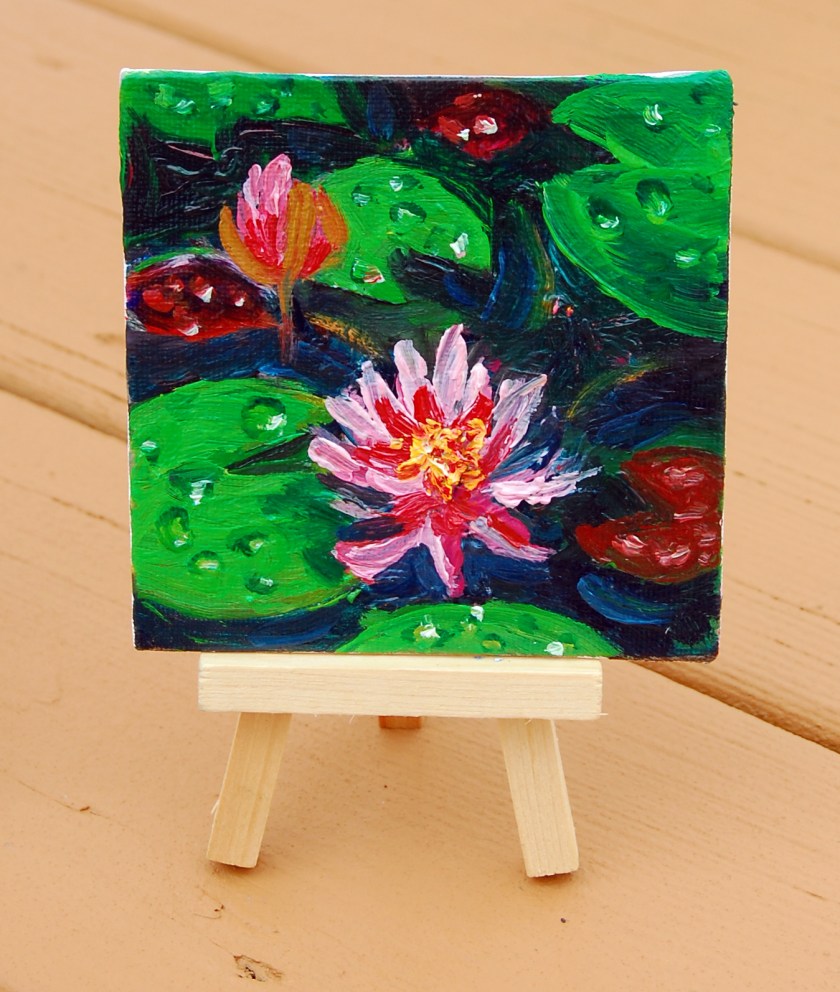 pink water lillies, flat