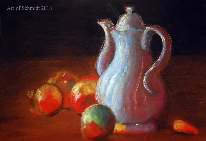 pastel still life with onions and carafe1
