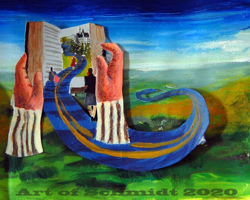 dream of travel with hands, flat