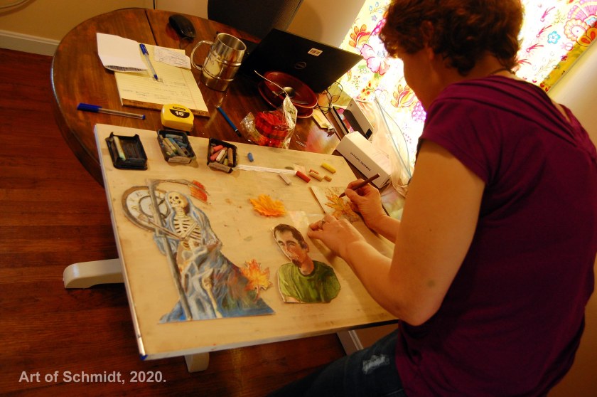 Artist at work, 2, with watermark, flat