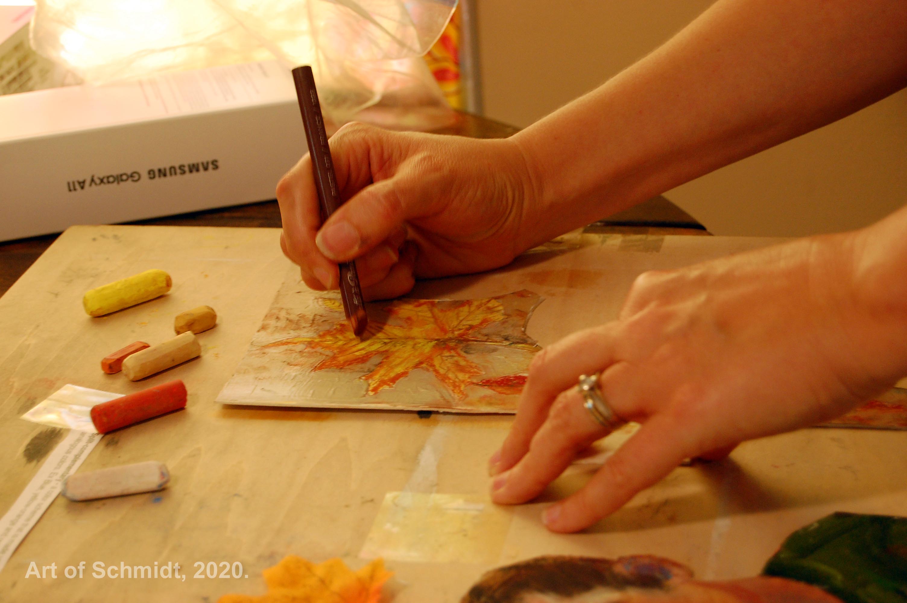 artist hands with watermark, flat