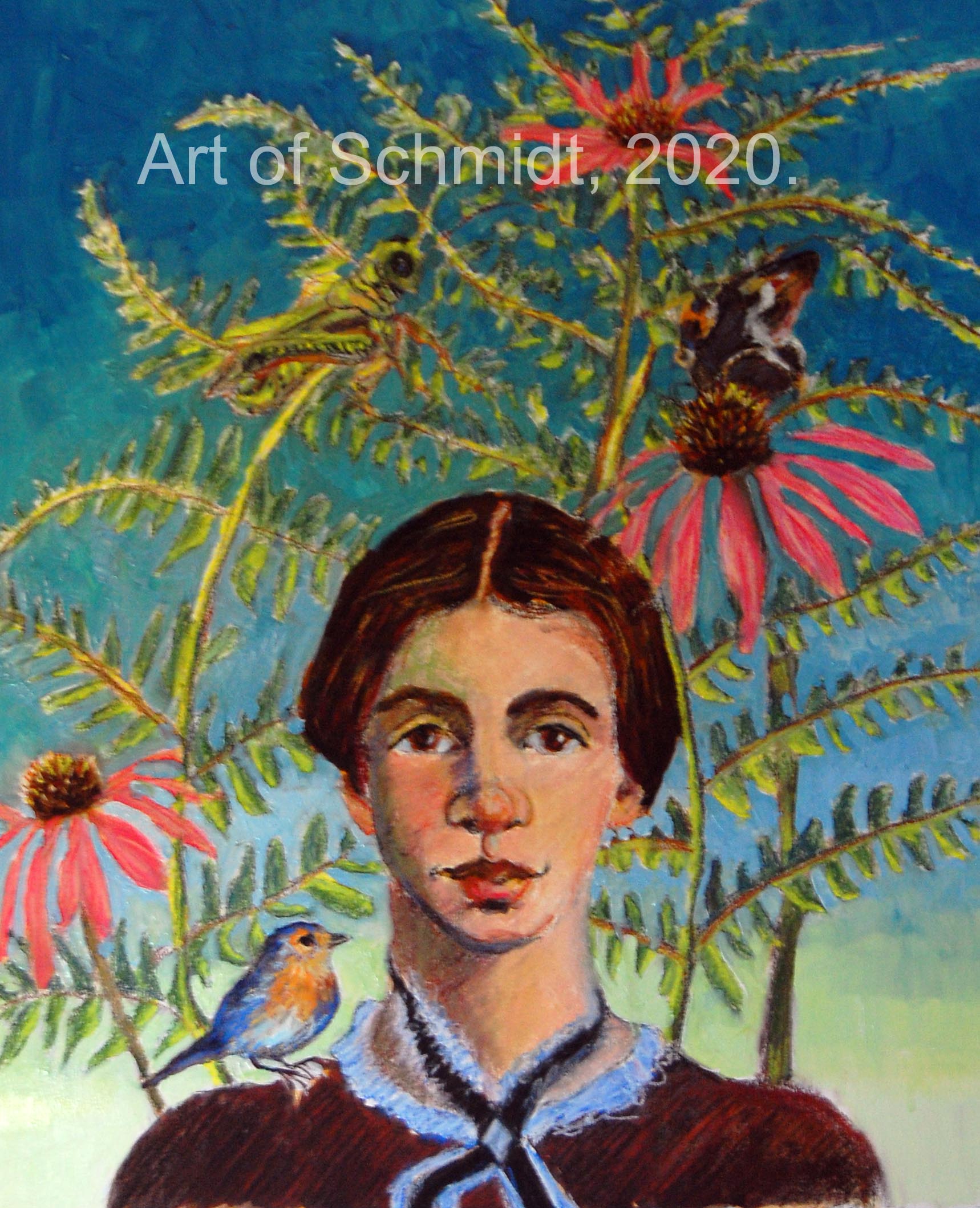 Emily Dickinson portrait, flat