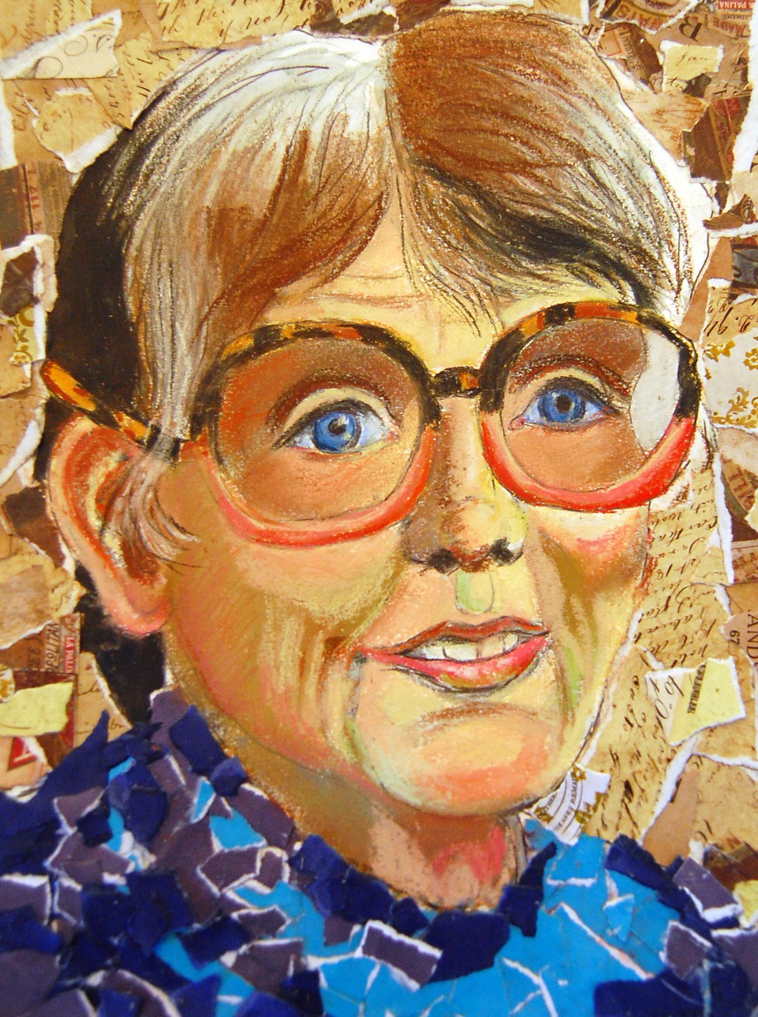 Mixed media portrait collage